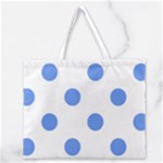 Polka Dots - Cornflower Blue on White Zipper Large Tote Bag