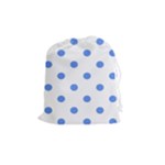 Polka Dots - Cornflower Blue on White Drawstring Pouch (M)