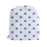 Polka Dots - Cornflower Blue on White Drawstring Pouch (XXl)