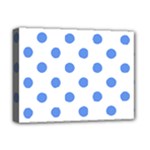 Polka Dots - Cornflower Blue on White Deluxe Canvas 16  x 12  (Stretched)