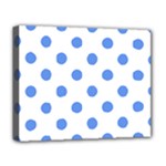 Polka Dots - Cornflower Blue on White Deluxe Canvas 20  x 16  (Stretched)