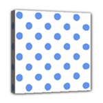 Polka Dots - Cornflower Blue on White Mini Canvas 8  x 8  (Stretched)