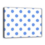 Polka Dots - Cornflower Blue on White Canvas 16  x 12  (Stretched)