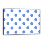 Polka Dots - Cornflower Blue on White Canvas 18  x 12  (Stretched)