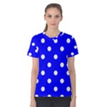 Polka Dots - White on Blue Women s Cotton Tee