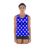 Polka Dots - White on Blue Women s Sport Tank Top