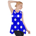 Polka Dots - White on Blue Side Drop Tank Tunic