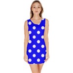 Polka Dots - White on Blue Bodycon Dress