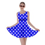 Polka Dots - White on Blue Skater Dress