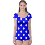 Polka Dots - White on Blue Boyleg Leotard (Ladies)