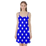 Polka Dots - White on Blue Satin Night Slip