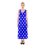 Polka Dots - White on Blue Full Print Maxi Dress