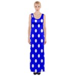 Polka Dots - White on Blue Maxi Thigh Split Dress