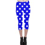 Polka Dots - White on Blue Capri Leggings