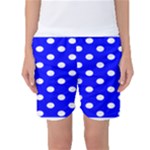 Polka Dots - White on Blue Women s Basketball Shorts