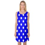 Polka Dots - White on Blue Sleeveless Satin Nightdress