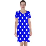 Polka Dots - White on Blue Short Sleeve Nightdress