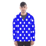 Polka Dots - White on Blue Hooded Wind Breaker (Men)