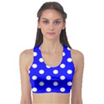 Polka Dots - White on Blue Women s Sports Bra