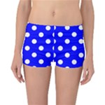 Polka Dots - White on Blue Reversible Boyleg Bikini Bottoms