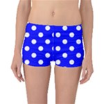 Polka Dots - White on Blue Boyleg Bikini Bottoms