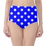 Polka Dots - White on Blue High-Waist Bikini Bottoms