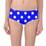 Polka Dots - White on Blue Mid-Waist Bikini Bottoms