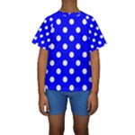 Polka Dots - White on Blue Kid s Short Sleeve Swimwear