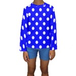 Polka Dots - White on Blue Kid s Long Sleeve Swimwear