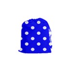 Polka Dots - White on Blue Drawstring Pouch (S)