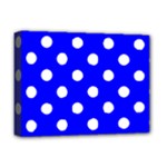 Polka Dots - White on Blue Deluxe Canvas 16  x 12  (Stretched)