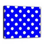 Polka Dots - White on Blue Deluxe Canvas 24  x 20  (Stretched)