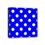 Polka Dots - White on Blue Mini Canvas 4  x 4  (Stretched)