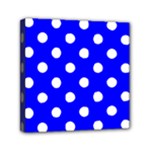 Polka Dots - White on Blue Mini Canvas 6  x 6  (Stretched)