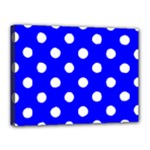 Polka Dots - White on Blue Canvas 16  x 12  (Stretched)