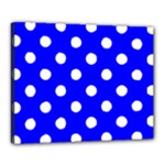 Polka Dots - White on Blue Canvas 20  x 16  (Stretched)