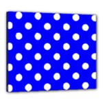 Polka Dots - White on Blue Canvas 24  x 20  (Stretched)