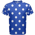 Polka Dots - White on Cerulean Blue Men s Cotton Tee