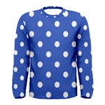 Polka Dots - White on Cerulean Blue Men s Long Sleeve T-shirt