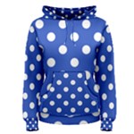 Polka Dots - White on Cerulean Blue Women s Pullover Hoodie