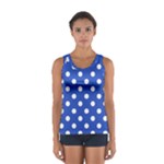 Polka Dots - White on Cerulean Blue Women s Sport Tank Top