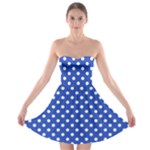 Polka Dots - White on Cerulean Blue Strapless Bra Top Dress