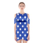 Polka Dots - White on Cerulean Blue Women s Cutout Shoulder Dress