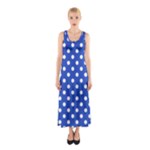 Polka Dots - White on Cerulean Blue Full Print Maxi Dress