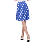 Polka Dots - White on Cerulean Blue A-Line Skirt