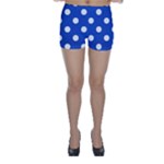 Polka Dots - White on Cerulean Blue Skinny Shorts