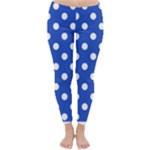 Polka Dots - White on Cerulean Blue Winter Leggings