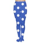 Polka Dots - White on Cerulean Blue Women s Tights