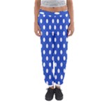 Polka Dots - White on Cerulean Blue Women s Jogger Sweatpants