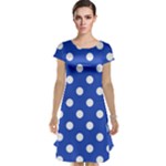 Polka Dots - White on Cerulean Blue Cap Sleeve Nightdress